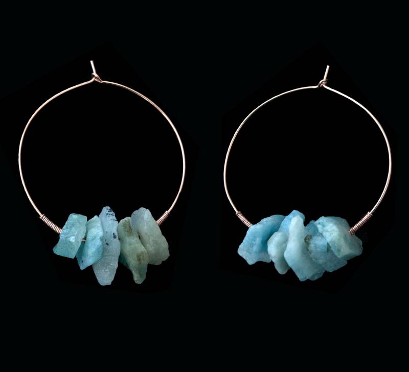 Rohe Aquamarin Und Rose Gold-Gefüllte Creolen von PrismTheorie