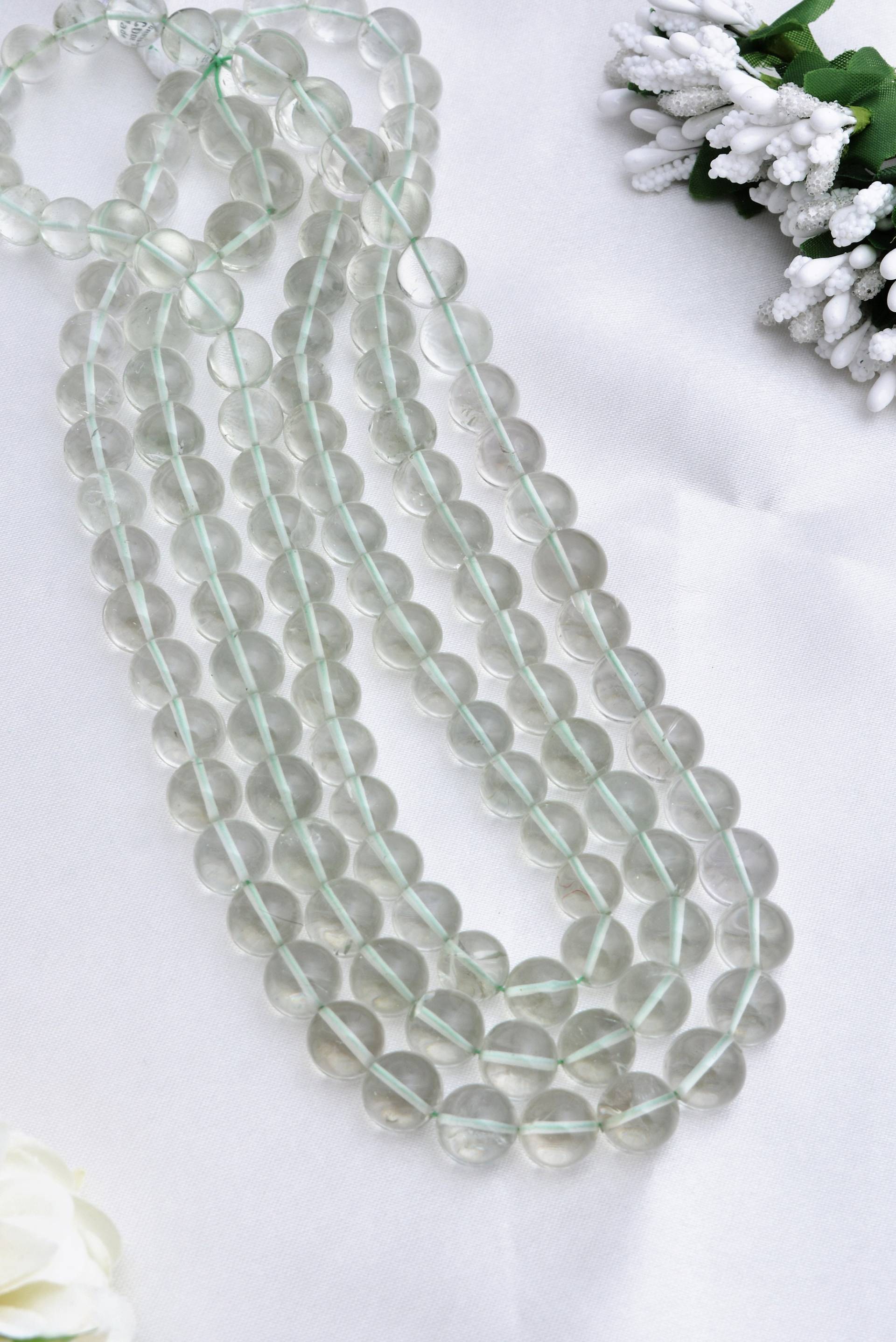 9mm Bis 10mmnatürliche Grüne Amethyst Glatte Kugel Perlen Edelstein Halskette von Prismaticgems