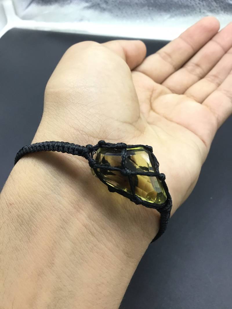 Bi Color Zitronenquarz Edelstein Verstellbares Armband von Prismaticgems