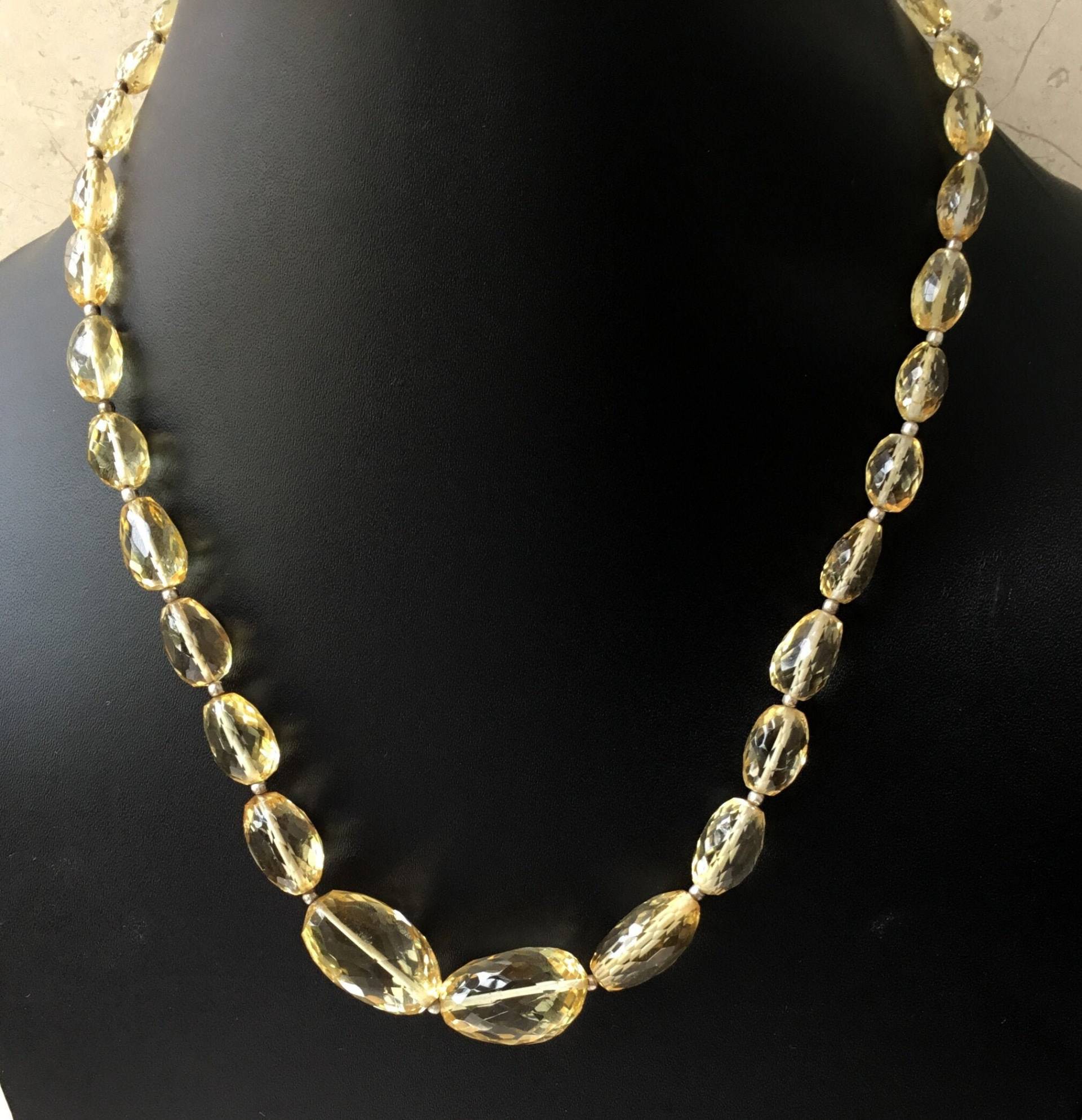 Citrin Facettierte Ovale Natürliche Edelsteine Für Schmuck Perlen Halskette von Prismaticgems