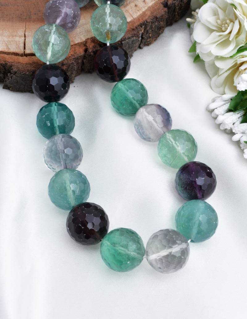 Fluorit Facettierte Kugeln 1 Strang 20 Mm Natürliche Edelstein Schmuck von Prismaticgems