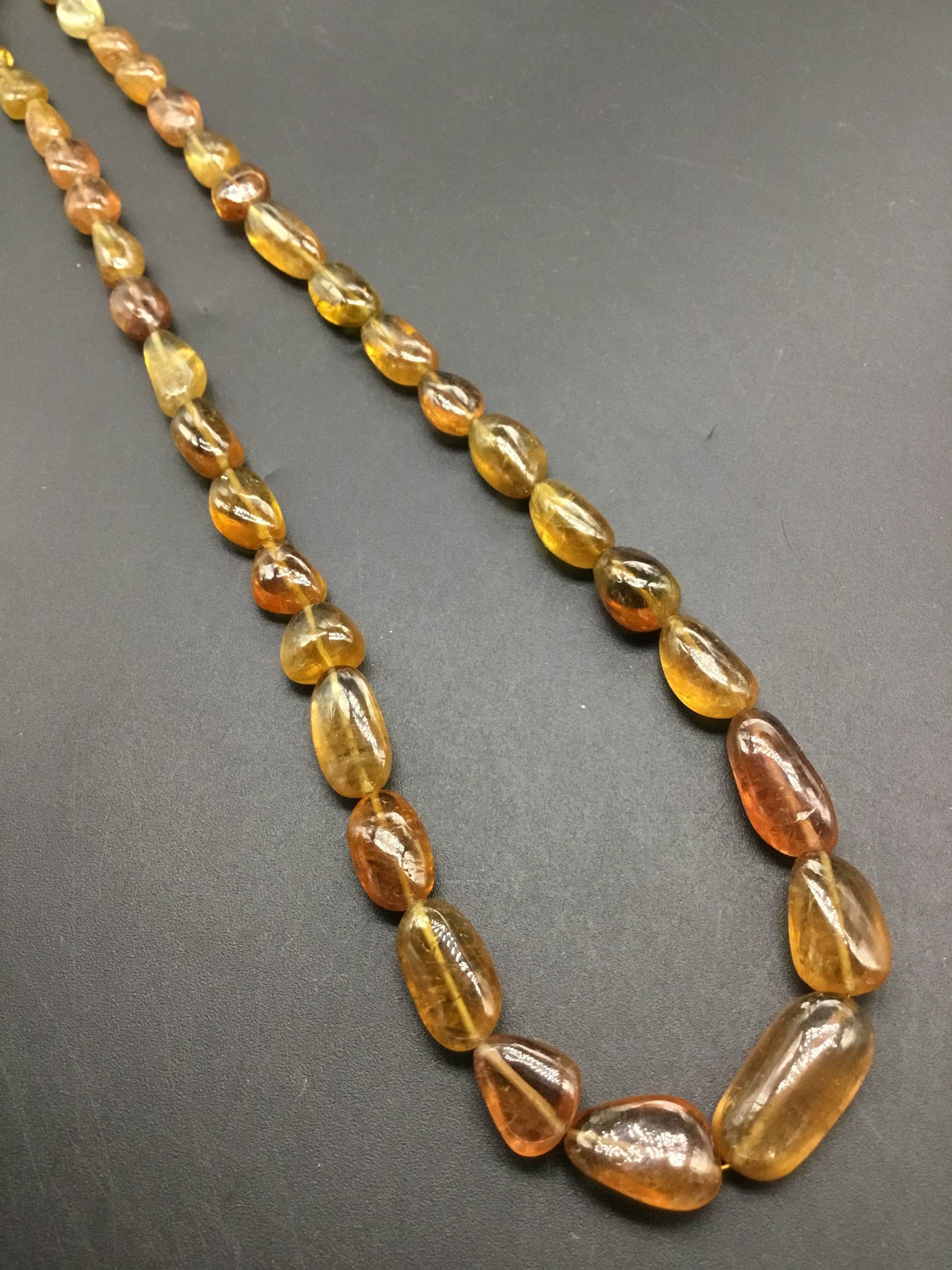 Gelber Turmalin Uni Tumble 1 Strang Edelstein Halskette von Prismaticgems