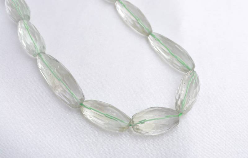 Grüne Amethyst Brasilien Checker Cut Trommel Edelstein Halskette, 1 Strang von Prismaticgems