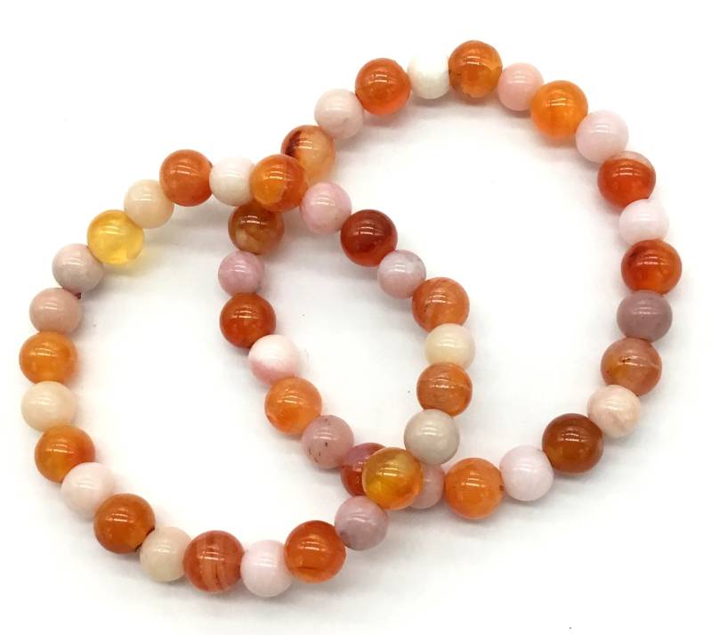 Karneol + Opal Facettierte Kugeln Edelstein Armband von Prismaticgems
