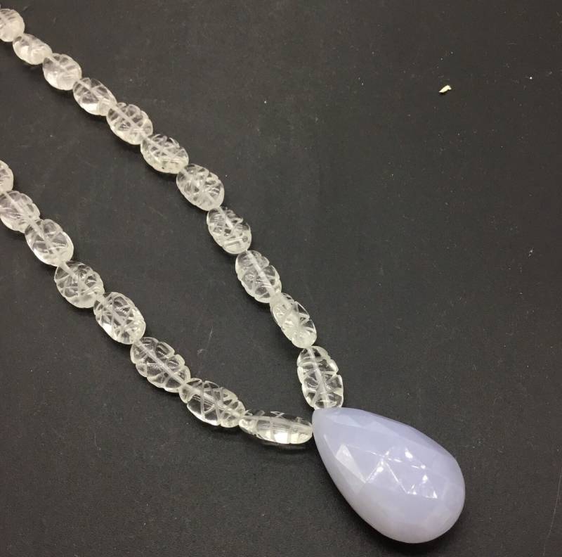 Kristall + Chalcedon Fusion Schmuck Edelstein Halskette von Prismaticgems