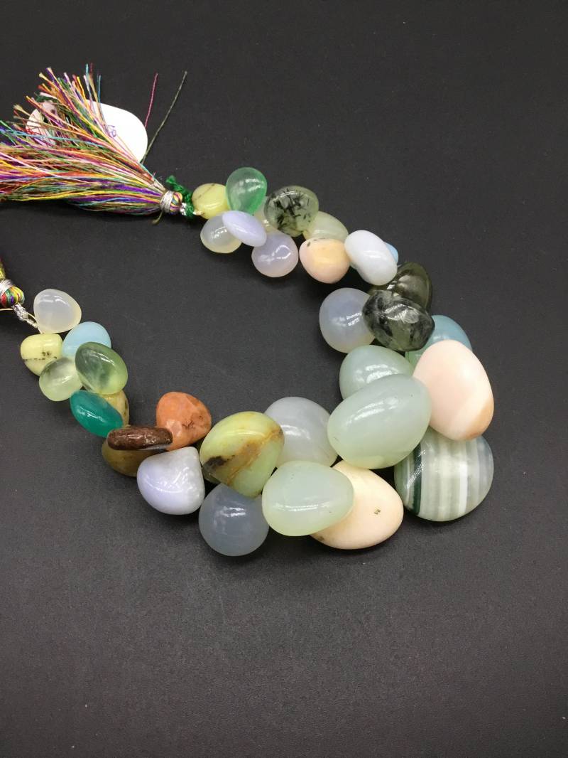 Mehrere Gemischte Edelsteine 8 Zoll Edelstein Halskette 551, 10 Ct Plain Birne Natürliche 1 Strang 11 X O 24 25 Mm Multi von Prismaticgems