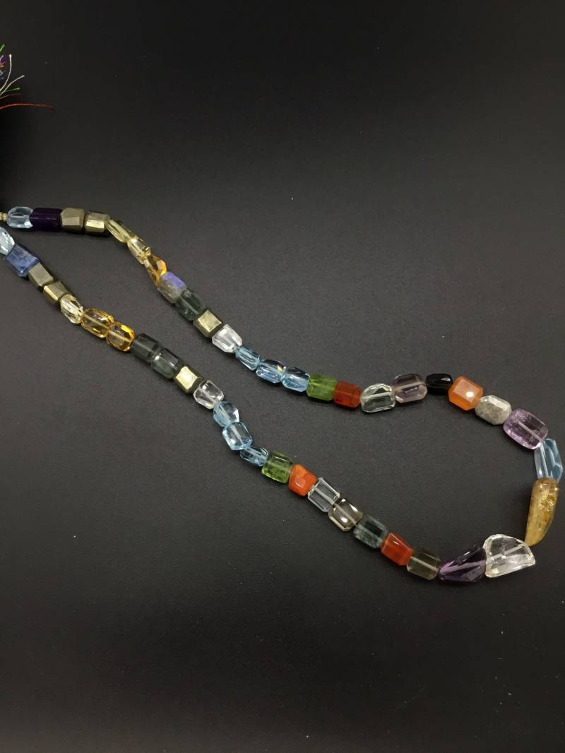 Mehrere Gemischte Edelsteine Facettierten Ungleichmäßigen Tumbles 1strand 179Caratscsize-7X8 Bis 14 X 25 Mm Natürliche Edelstein Perlen Halskette von Prismaticgems