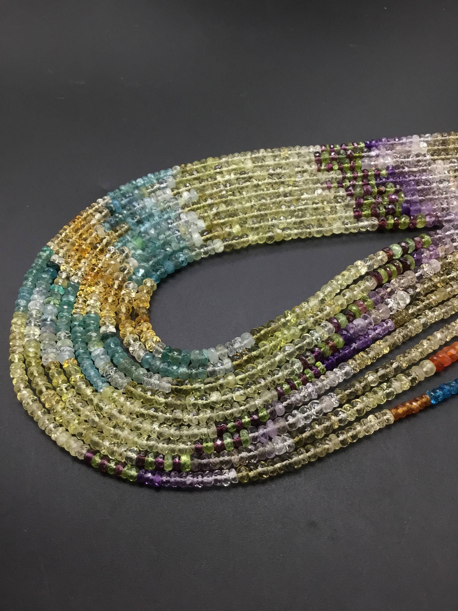Mehrere Mixed Gems Facettierte Perlen Natürlicher Edelstein 16 Zoll Amethyst, Citrin, Granat, Apatit, Quarz Halskette 1 Strang von Prismaticgems