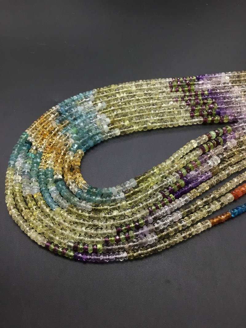 Mehrere Mixed Gems Facettierte Perlen Natürlicher Edelstein 16 Zoll Amethyst, Citrin, Granat, Apatit, Quarz Halskette 1 Strang von Prismaticgems