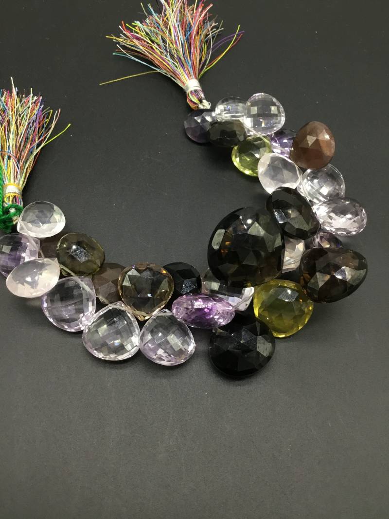 Mixed Gems Precious 8 Zoll Big Facettierte Birne Natürliche 587.00 Ct Top Form Qualität 13 X Bis 25 Mm Edelstein-Halskette 1 Strang von Prismaticgems