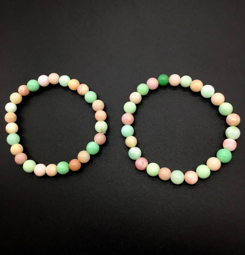 Multi Armbänder Rosa Opal + Chrysoprase, Perlenarmband, Schöne Armband 7 Mm Natürliche Schattierte Edelsteine von Prismaticgems