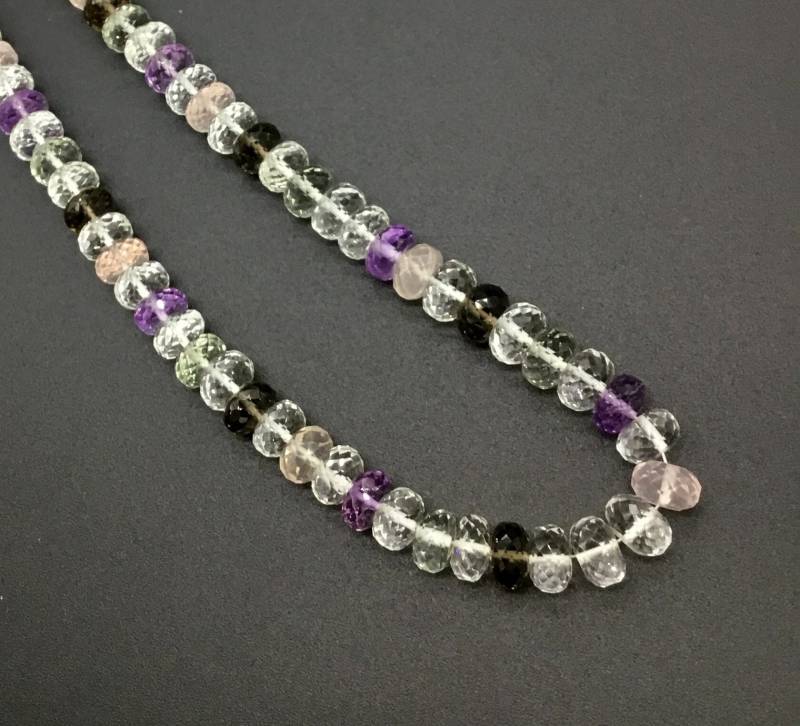 Multi Quarz 16 Zoll Facettierte Perlen Aaa + Qualität 1 Strang 227 Ct Natürlicher Edelstein Für Schmuck von Prismaticgems