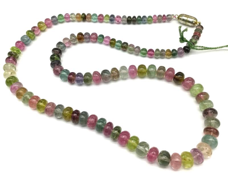 Multi Turmalin 18 Zoll Glatte Perlen Aaa + Qualität 1 Strang | Menge Vorhanden 175.00 Ct Natürliche Edelstein-Halskette von Prismaticgems