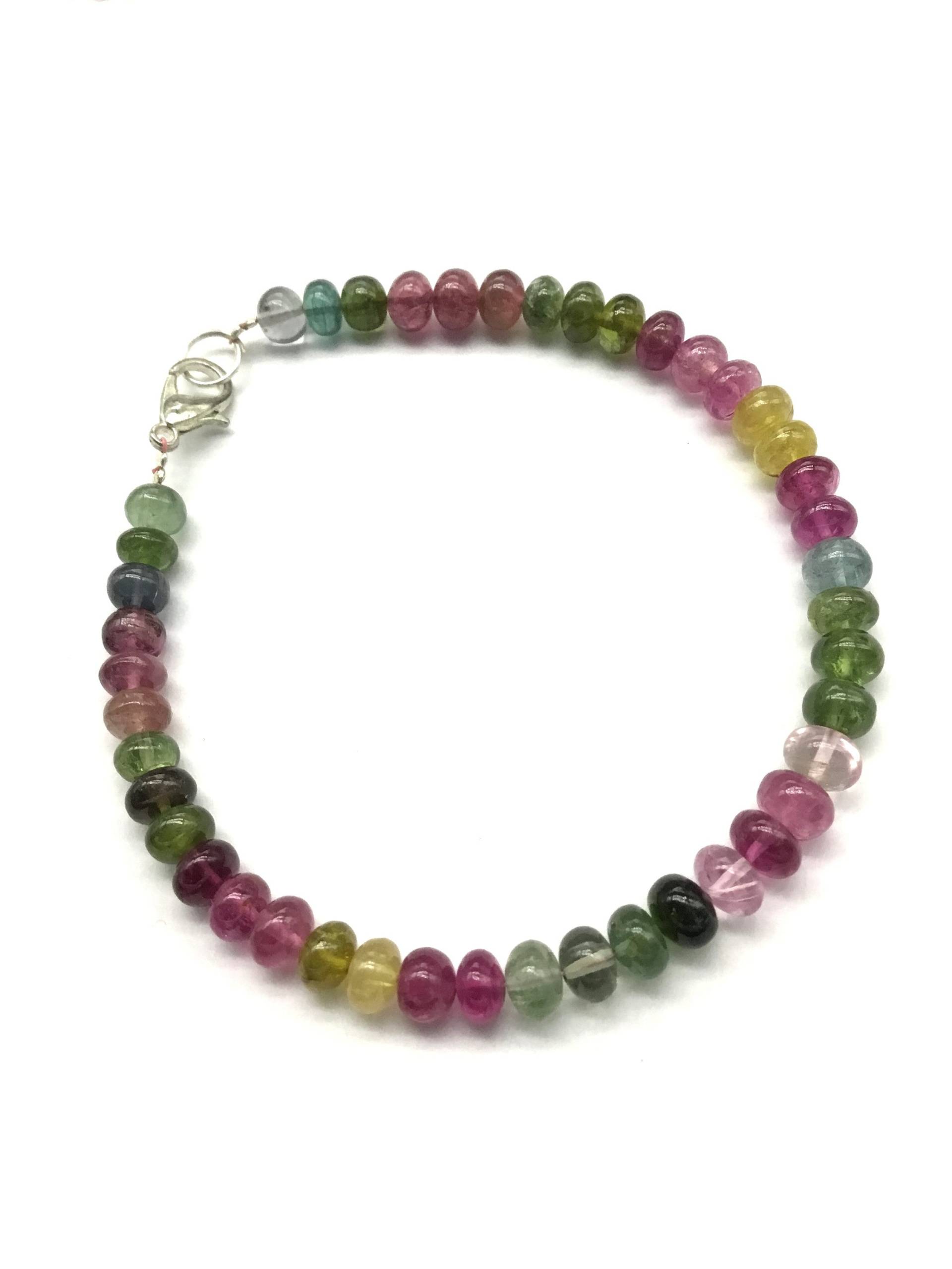 Multi Turmalin Glatt Perlen Armband Natur Edelstein von Prismaticgems