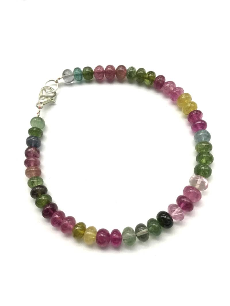 Multi Turmalin Glatt Perlen Armband Natur Edelstein von Prismaticgems