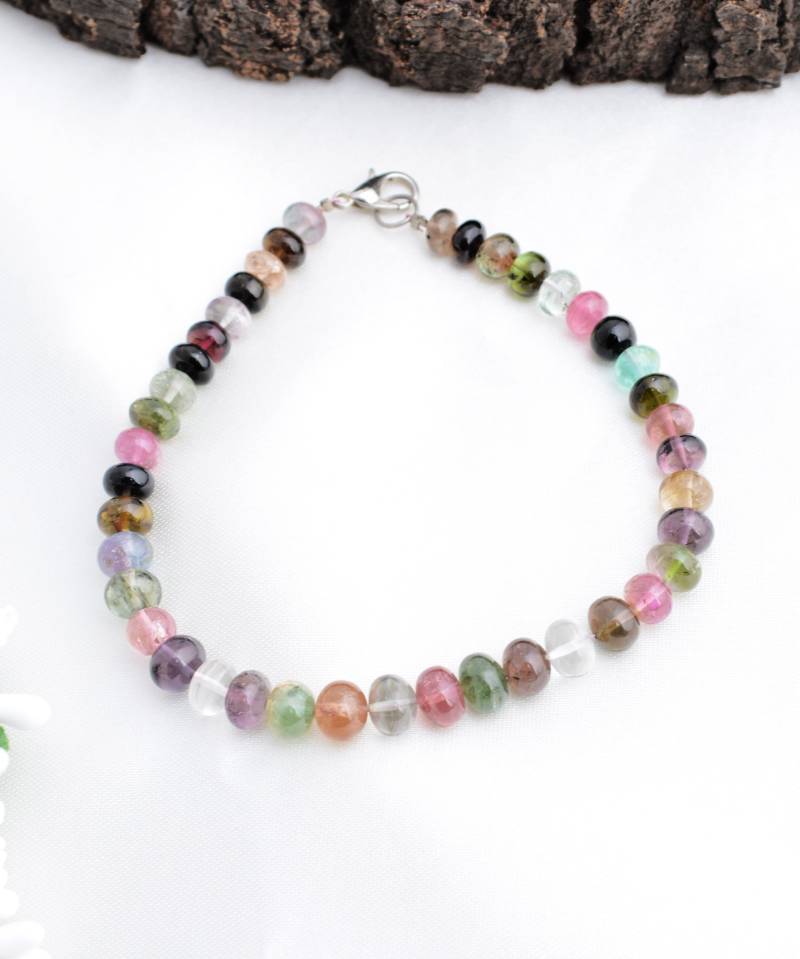 Multi Turmalin Plain Perlen Armband 6 Mm Bis 7 Natürliche Edelstein von Prismaticgems