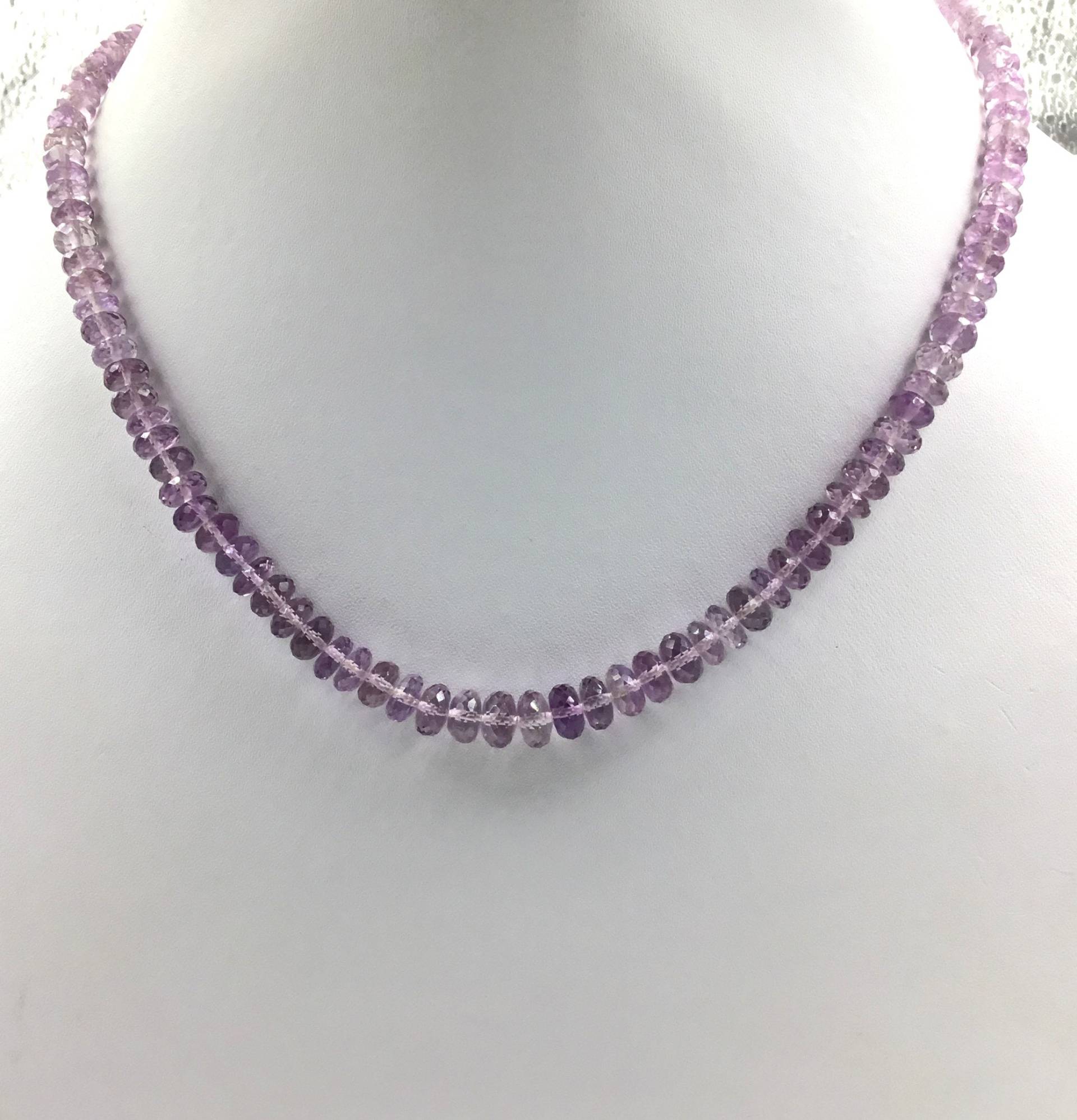 Natürliche Amethyst Facettierte Perlen Edelstein Halskette von Prismaticgems
