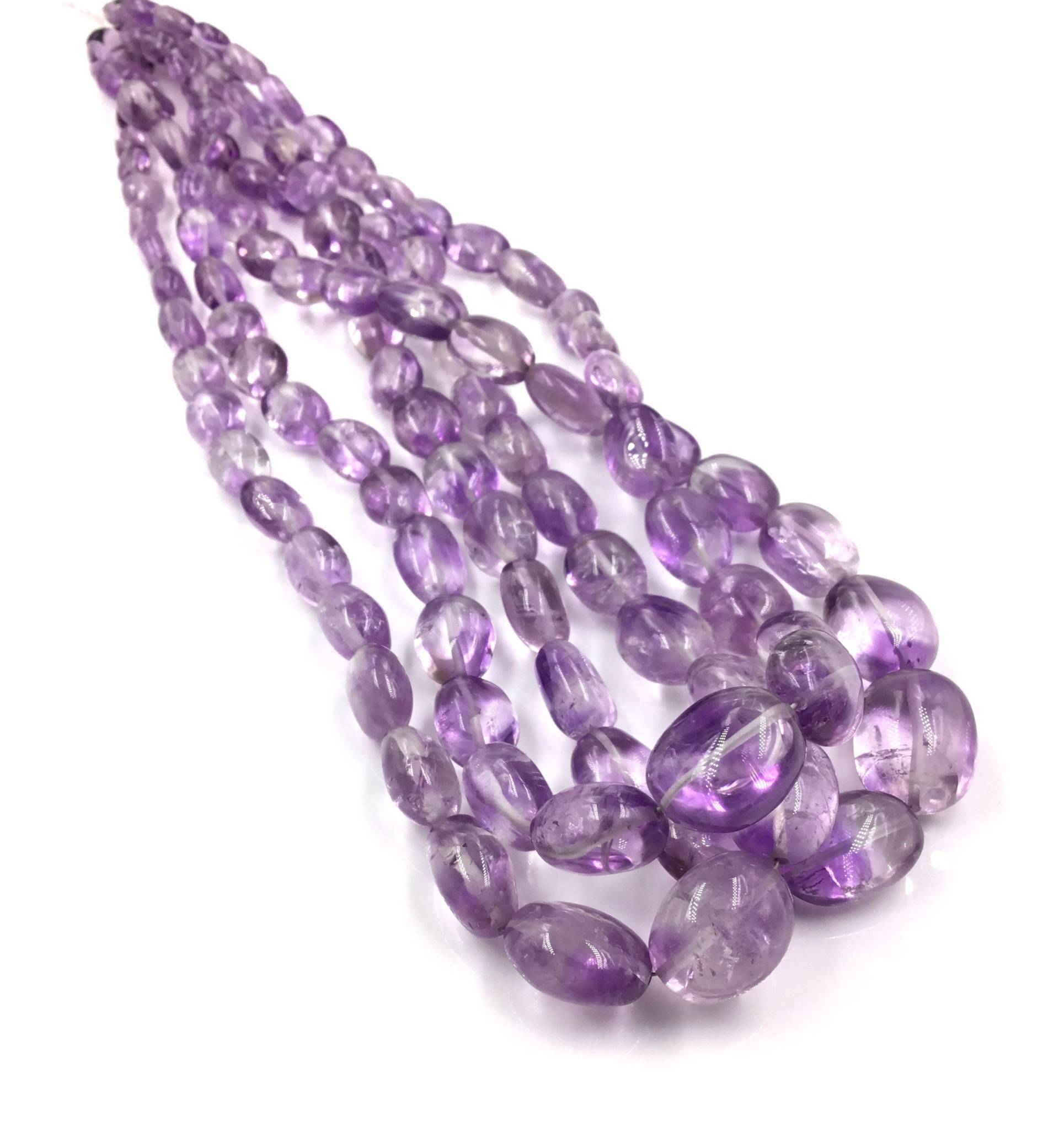 Natürliche Amethyst Glatt Ovale Perlen Edelstein Halskette von Prismaticgems