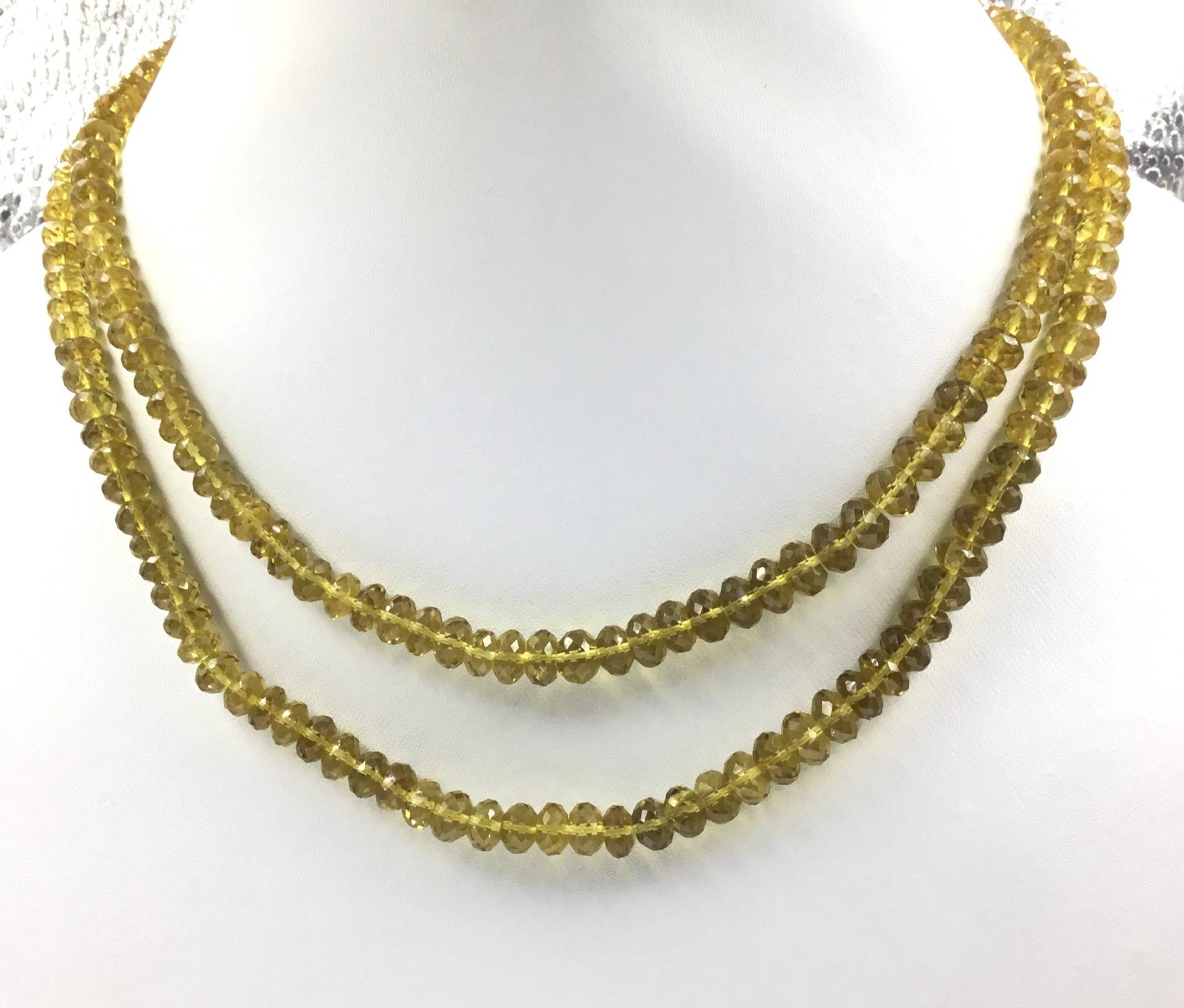 Natürliche Honigquarz Facettierte Perlen Edelstein Halskette von Prismaticgems