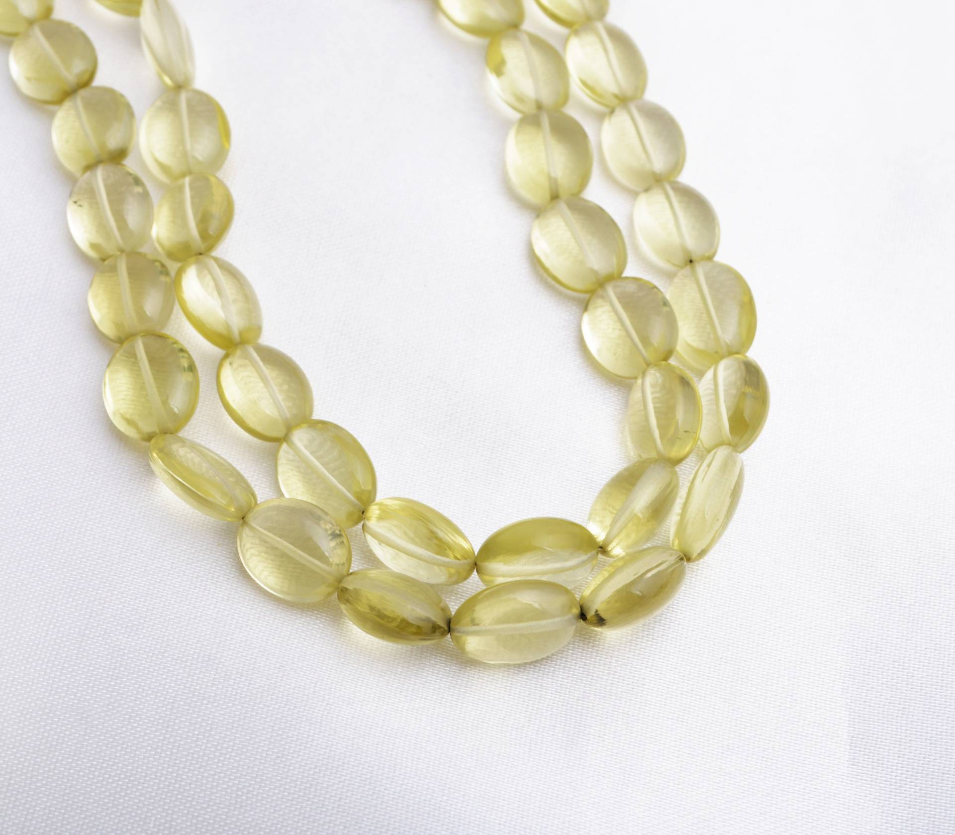 Natürliche Zitronenquarz Glatte Ovale Perlen Edelstein Halskette, Für Schmuck von Prismaticgems