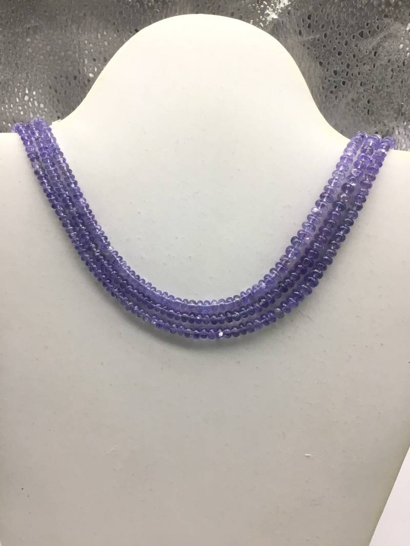 Natürlicher Tansanit Uni Perlen 1 Strang Edelstein Halskette von Prismaticgems