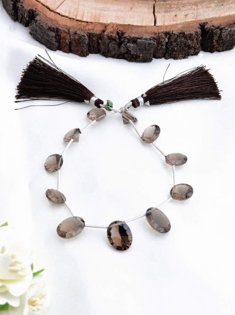 Rauchquarz Concave Cut Ovalen Natürliche Edelstein Perlen von Prismaticgems