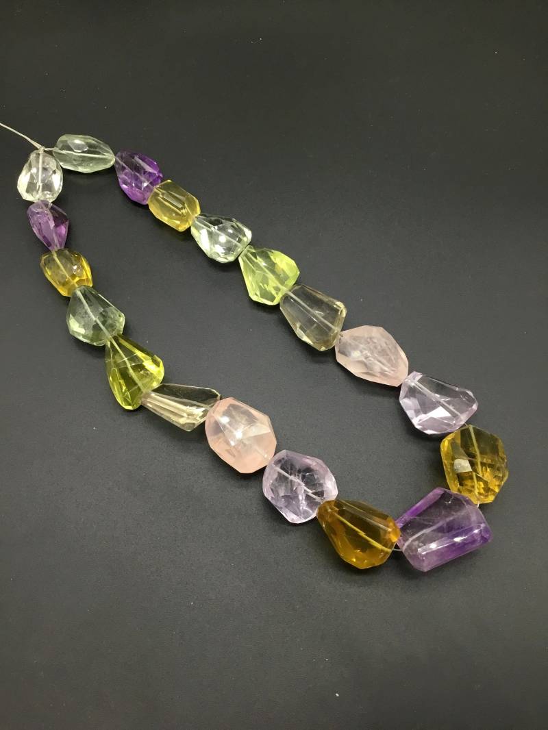 Semi Multi Quarz 16 Zoll | Amethyst, Quarz, Rauchquarz, Citrin Große Größe 680 Ct Tumble 1 Strang Natürliche Edelstein 15 X 20 Bis 22 30 Mm von Prismaticgems