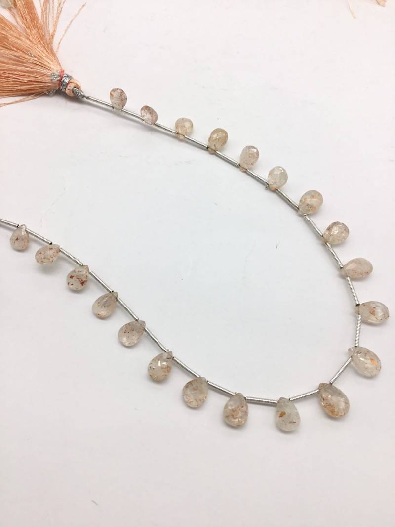 Sunstone Facettierte Birne 8Inch 1strand 28Carats Größe-4x5 Bis 7x10 Mm Edelsteine Schmuck Machen Edelstein Für Schmucksteine von Prismaticgems