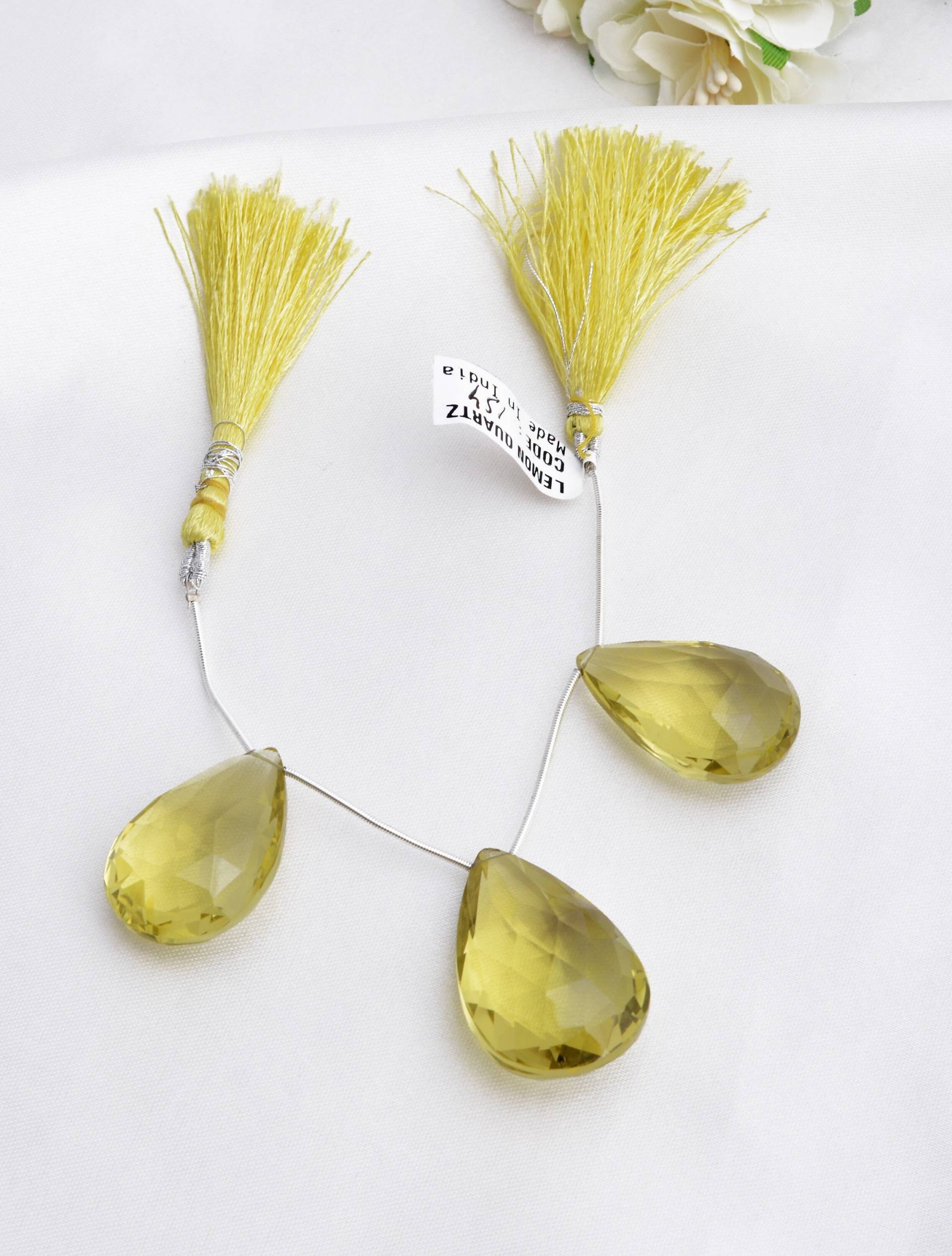 Zitronenquarz Facettiert , Große Größe Birne Perlen Edelstein Halskette Für Schmuckherstellung von Prismaticgems