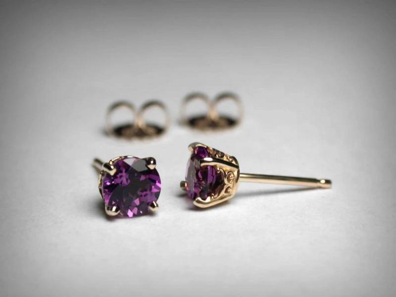 Amethyst Ohrringe, 14K, Aaa Natürliche Ohrstecker, 14K Gelb Weiß Rose Gold Schmuck Februar Birthstone Ohrringe von PristinityJewelry