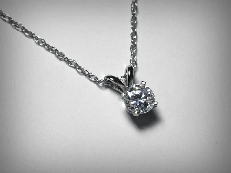 Diamant Halskette Anhänger, 14K Weißgold, Echter Schmuck, Solitaire Anhänger Halskette, Naturdiamant von PristinityJewelry