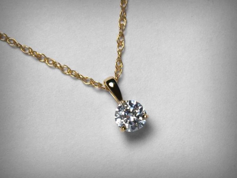 Diamant Halskette Anhänger, Echter Anhänger Halskette, 14K Gelbgold, Weißgold Natürliche Solitär Schmuck Dritte von PristinityJewelry