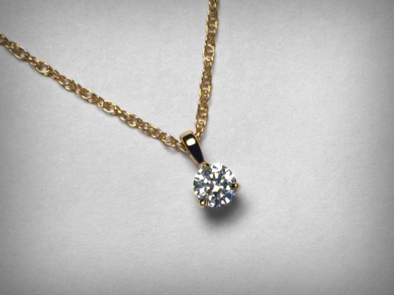 Diamant-Halsketten-Anhänger, 14K Echte Diamant-Anhänger-Halskette, Gelb - Oder Weißgold, Natürliche Solitär-Diamant-Halsketten-Schmucksachen, 1/4 von PristinityJewelry