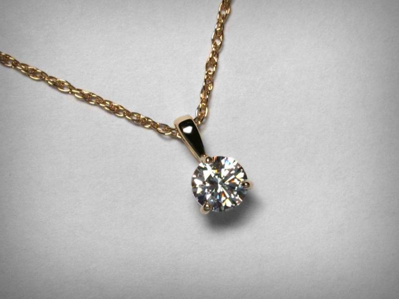 Diamant-Halsketten-Anhänger, Echter Diamant-Anhänger-Halskette, 14K Gelb - Oder Weißgold, Natürlicher Solitär-Diamant-Halsketten-Schmuck von PristinityJewelry