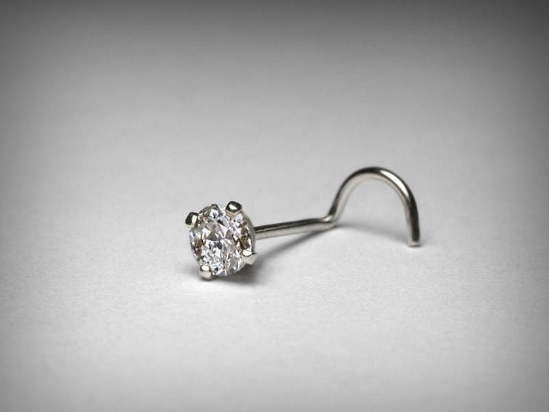 Diamant Nasenstecker, 14K, Größerer Echter .10 Karat, 3.0 Mm, 14K Weißgold, Nasenpiercing, Körperschmuck von PristinityJewelry