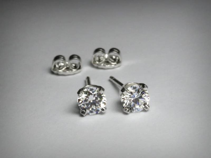 Diamant Ohrringe, Ohrstecker, Solid 14K Weiß Gelb Rose Gold, Echte Naturdiamanten, Gold Post von PristinityJewelry