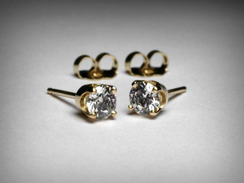 Diamant Ohrstecker, 14K Gelb-Weiß-Rosengold, Echte Natürliche Gold Post Ohrringe von PristinityJewelry