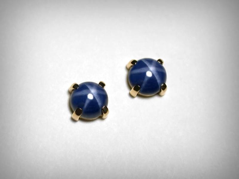 14K Erstellt Stern Saphir Ohrstecker, Blauer Gelbgold, Weißgold Ohrringe, September Geburtsstein, Linde von PristinityJewelry