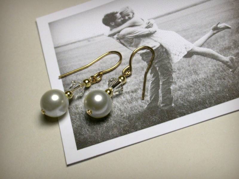 Perlenohrringe, Brautohrringe, Hochzeitsschmuck, Hängeohrringe, Brautjungfern Ohrringe, Brautschmuck, Brautjungfernschmuck von PristinityJewelry