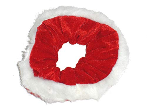 Pritties Accessories Christmas Red Velvet and White Fur Trim Hair Scrunchie Bobble Elastic Hair Band by von Pritties Accessories