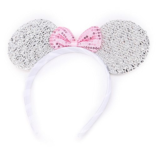 Silver Sparkly Glitter Mouse Ears Alice Hair Band Headband Fancy Dress Party Hen by Pritties Accessories von Pritties Accessories