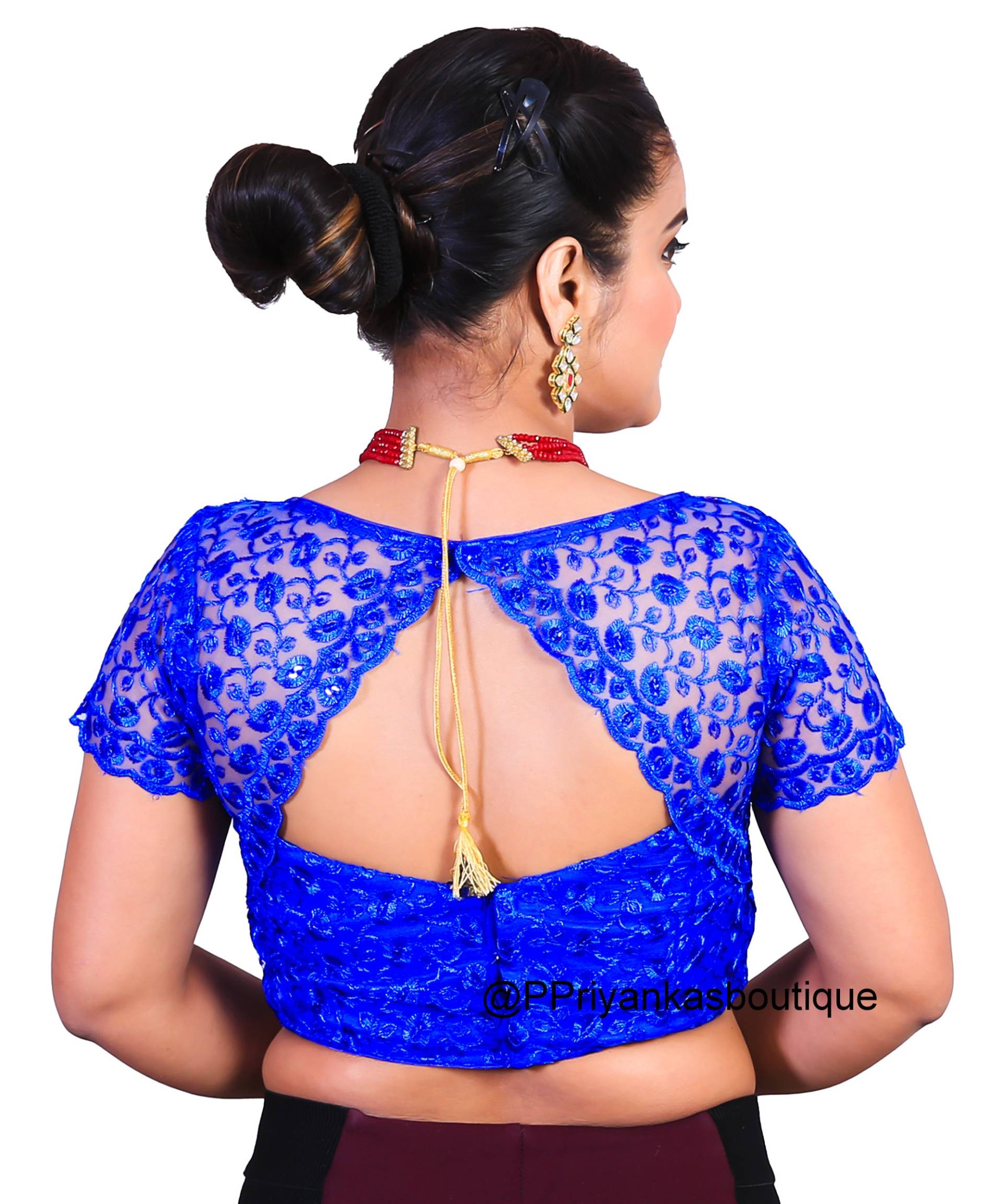Damen Saree Bluse, Readymade Blaue Sari Party Wear Bestickte Net Bluse von PriyankasBoutiqueIN