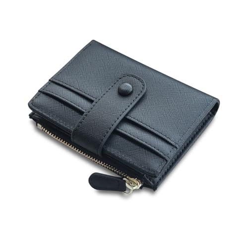 Prizmxed geldbörse Damen RFID diebstahlsicher, mini Geldbeutel mehrere kartenfächer mit reißverschluss münzfach Kunstleder Portemonnaie klein geeignet für den täglichen einkauf (Schwarz, klein) von Prizmxed