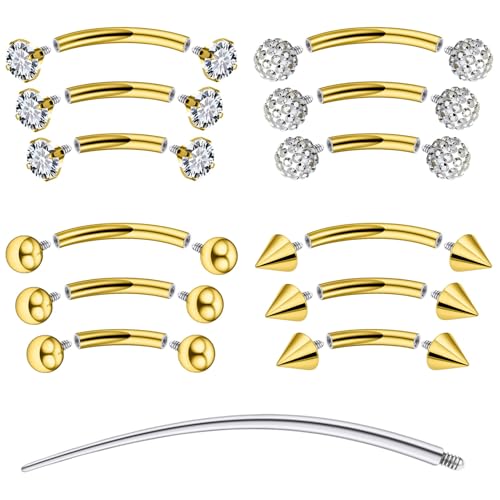 Prjndjw Augenbrauenpiercing mit Innengewinde, Chirurgenstahl, gebogener Barbell, winziger Augenbrauenring, vertikaler Labret-Lippenschmuck, Ohr-Rook-Ohrringe für Damen und Herren, 20 g, 16 g, 6 mm/8 von Prjndjw