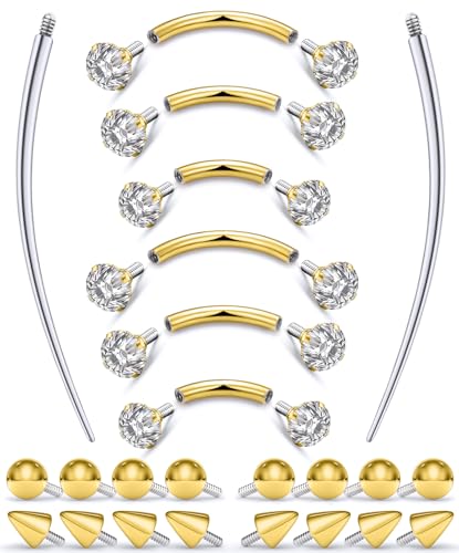 Prjndjw Augenbrauenpiercing mit Innengewinde, Chirurgenstahl, gebogener Barbell, winziger Augenbrauenring, vertikaler Labret-Lippenschmuck, Ohr-Rook-Ohrringe für Damen und Herren, 20 g, 16 g, 6 mm/8 von Prjndjw