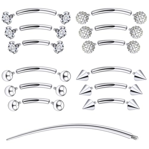 Prjndjw Augenbrauenpiercing mit Innengewinde, Chirurgenstahl, gebogener Barbell, winziger Augenbrauenring, vertikaler Labret-Lippenschmuck, Ohr-Rook-Ohrringe für Damen und Herren, 20 g, 16 g, 6 mm/8 von Prjndjw