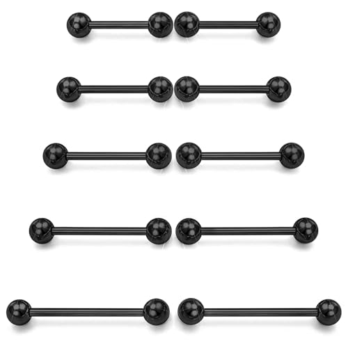 Prjndjw Zungenpiercing, 14 G, Chirurgenstahl, gerade, Barbell, Nippelring, Zungenring für Damen und Herren, Länge 12 mm, 14 mm, 16 mm, 18 mm, 22 mm, Zungenpiercing, Schmuck, Brustwarzenpiercing Prjndjw Zungenpiercing, 14 G, Chirurgenstahl, gerade, Barbell, Nippelring, Zungenring für Damen und Herren, Länge 12 mm, 14 mm, 16 mm, 18 mm, 22 mm, Zungenpiercing, Schmuck, Brustwarzenpiercing von Prjndjw