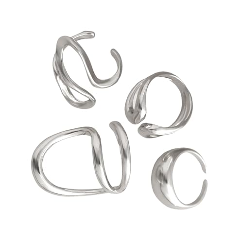 Prmaylis 4 Pieces Eröffnungsringe Geometrische Ringe Handschmuck Unregelmäßige Ringe Verstellbare Ringe Für Mode Enthusiasten Geeignet von Prmaylis