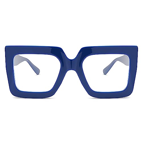 Pro Acme Blaulichtfilter Brille Damen Herren - Die Große Rechtecke für Frauen Fake brille(Blue Frame) von Pro Acme