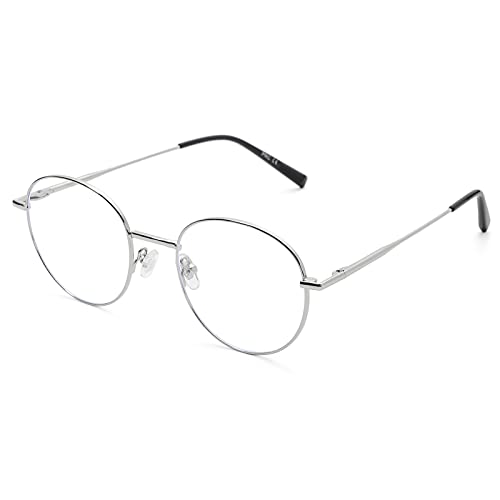 Pro Acme Blaulichtfilter Brille Runde Vintage Brillen Herren Damen für PC/Handy/Fernseher Anti Augenmüdigkeit (Silber) von Pro Acme